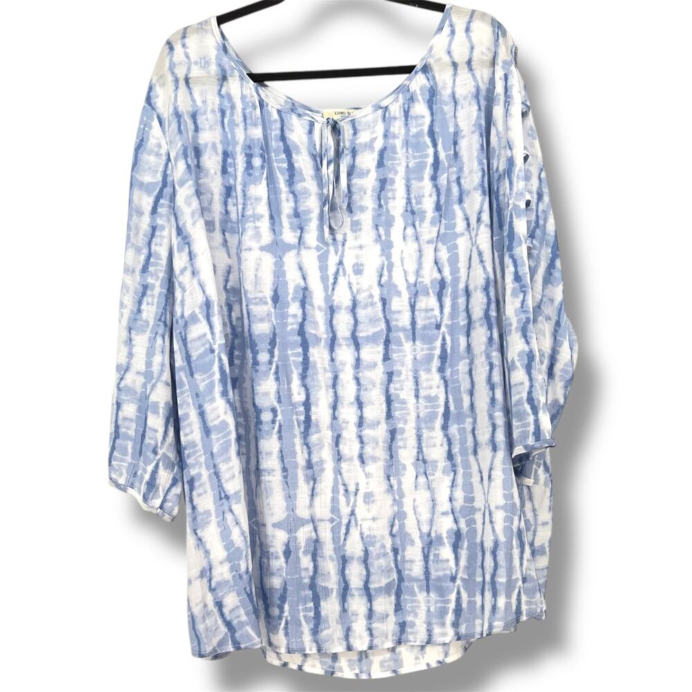 COMO BLU Women's Lightweight Tie Dye Tunic 4x Coastal Casual Festival Beach